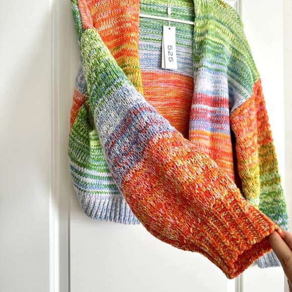 NWT 525 America Open Front Balloon Sleeve Cardigan in Multi Size XS/S - Picture 6 of 8
